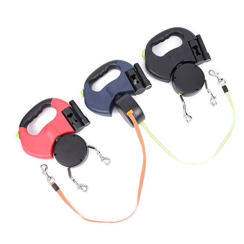 Retractable Dog Leash For Small Dogs Reflective Dual Pet Leash Lead 360 Swivel No Double Dog Walking Leash With Lights Pet Products - THE BOLD STREET