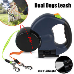Retractable Dog Leash For Small Dogs Reflective Dual Pet Leash Lead 360 Swivel No Double Dog Walking Leash With Lights Pet Products - THE BOLD STREET